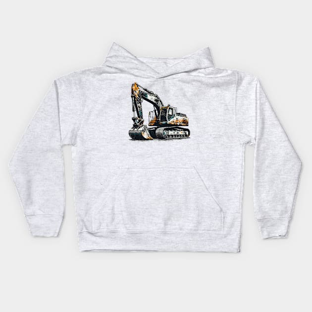 Excavator Kids Hoodie by Vehicles-Art